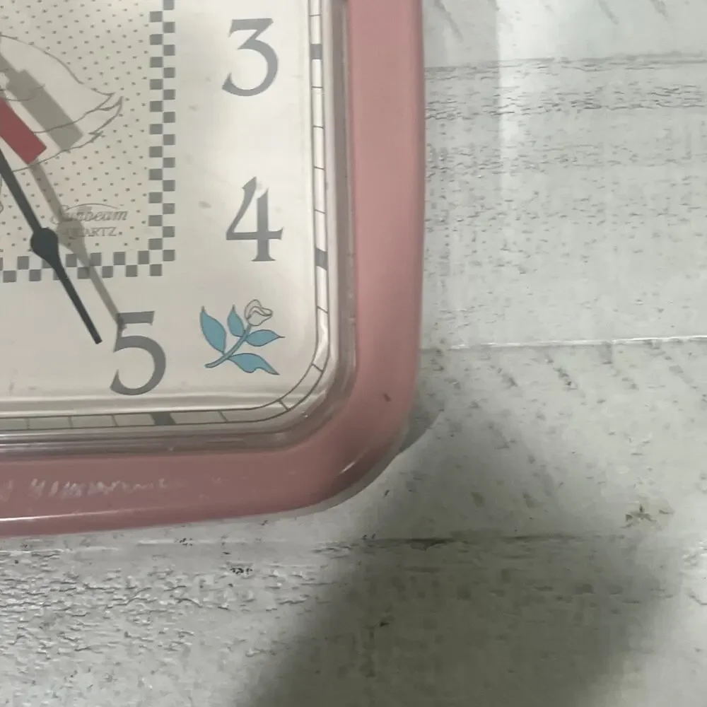 Vintage Sunbeam Quartz Goose/Duck Clock Square Country Pink Cottage 80’s Works!